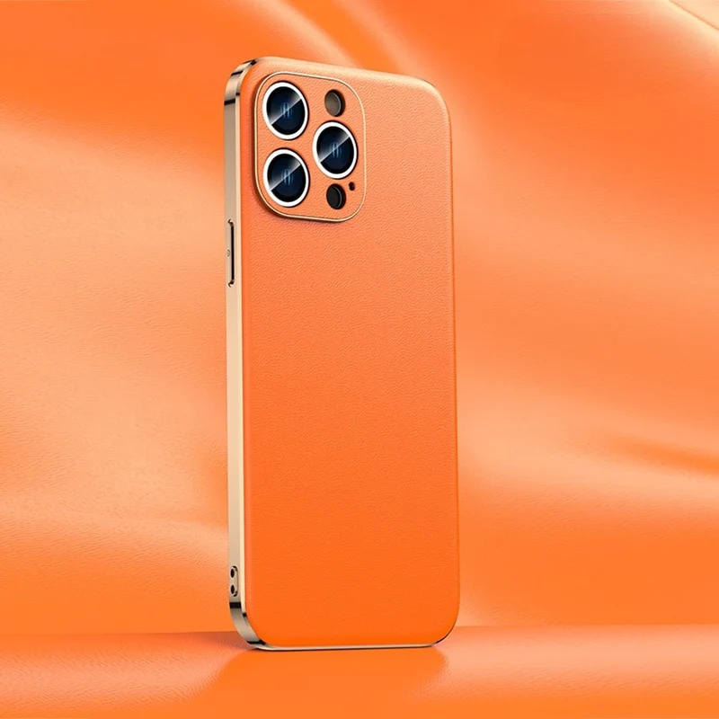 iPhone Hoesje Echt Rundleer Gegalvaniseerde Zijkanten Draadloos Laden Compatibel Luxe Premium Bescherming | Sansoti