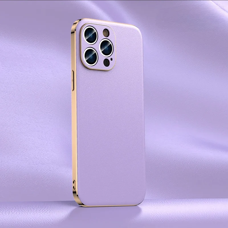 iPhone Hoesje Echt Rundleer Gegalvaniseerde Zijkanten Draadloos Laden Compatibel Luxe Premium Bescherming | Sansoti