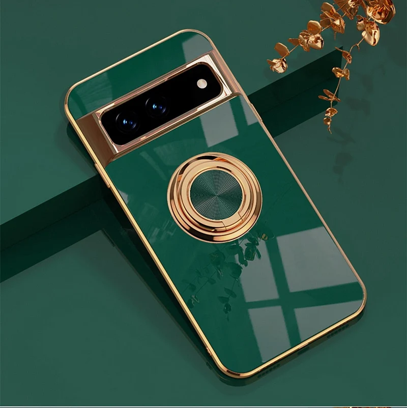 Telefoonhoesje met Draaibare Ring en Standaard voor Google Pixel – Magnetische Autohouder Compatibel Bescherming | Sansoti