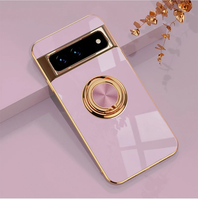 Telefoonhoesje met Draaibare Ring en Standaard voor Google Pixel – Magnetische Autohouder Compatibel Bescherming | Sansoti