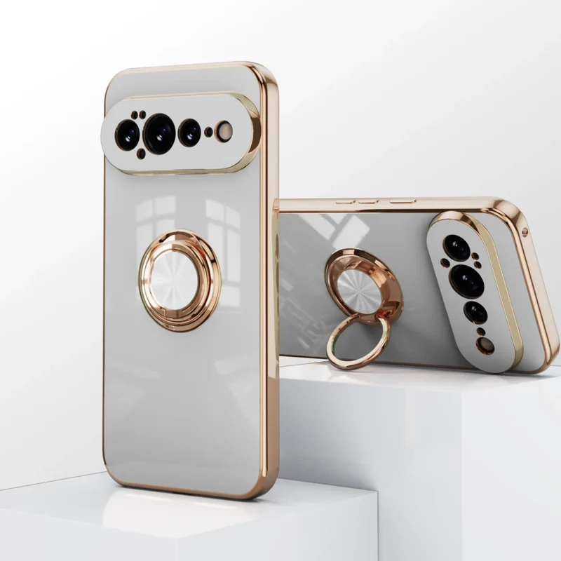 Telefoonhoesje met Draaibare Ring en Standaard voor Google Pixel – Magnetische Autohouder Compatibel Bescherming | Sansoti