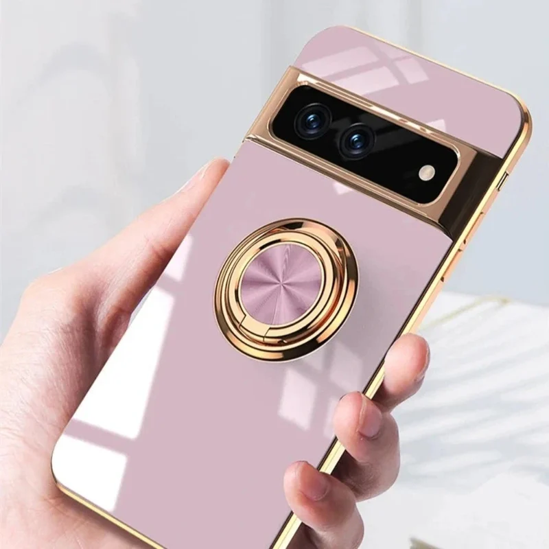 Telefoonhoesje met Draaibare Ring en Standaard voor Google Pixel – Magnetische Autohouder Compatibel Bescherming | Sansoti