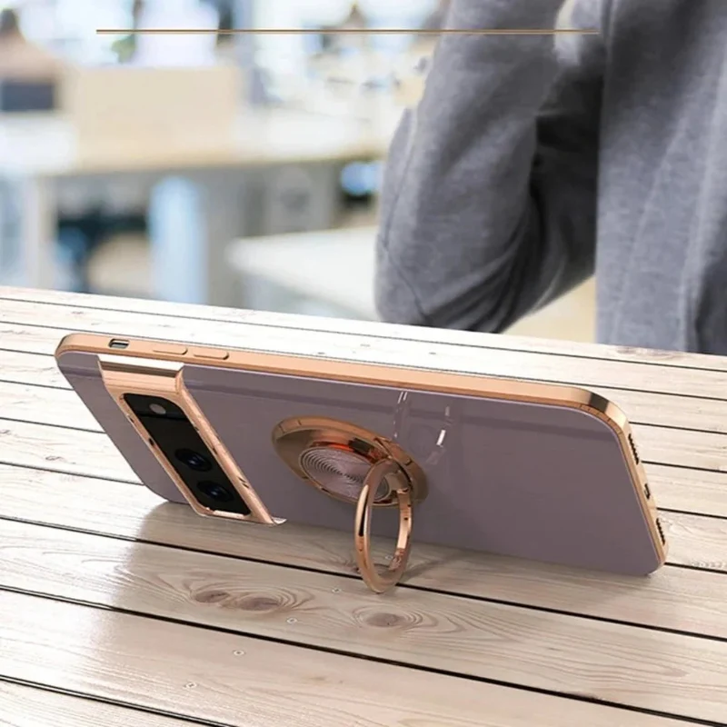 Telefoonhoesje met Draaibare Ring en Standaard voor Google Pixel – Magnetische Autohouder Compatibel Bescherming | Sansoti