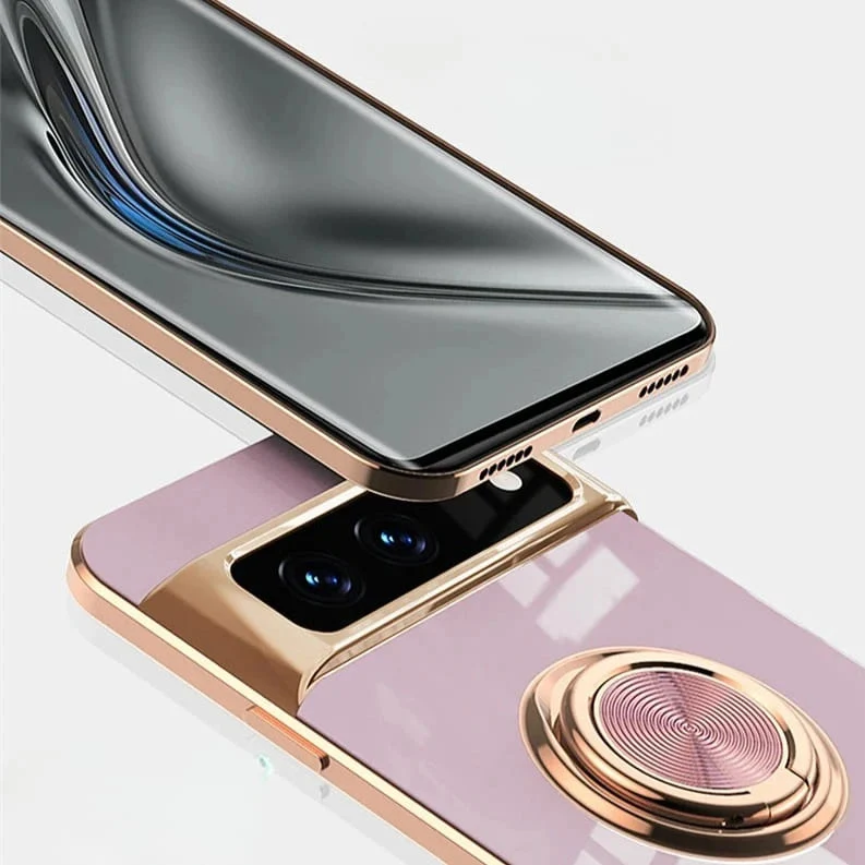 Telefoonhoesje met Draaibare Ring en Standaard voor Google Pixel – Magnetische Autohouder Compatibel Bescherming | Sansoti