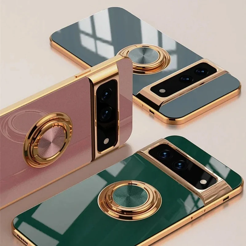 Telefoonhoesje met Draaibare Ring en Standaard voor Google Pixel – Magnetische Autohouder Compatibel Bescherming | Sansoti