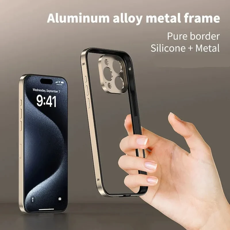 Ultralichte Aluminium Bumper Frame voor iPhone – Plat Randloos Design met Camerabeschermer en Stevige Bescherming | Sansoti