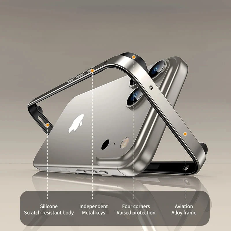 Aluminium Bumperframe iPhone Bescherming Minimalistisch Design Draadloos Opladen Compatibel Shockproof | Sansoti