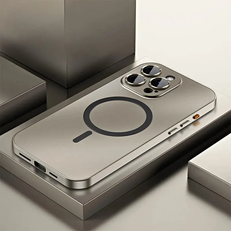 Aluminium Telefoonhoesje Snap-Lock MagSafe Compatibel Camerabescherming Ultradun Schokbestendig iPhone 13-17 | Sansoti