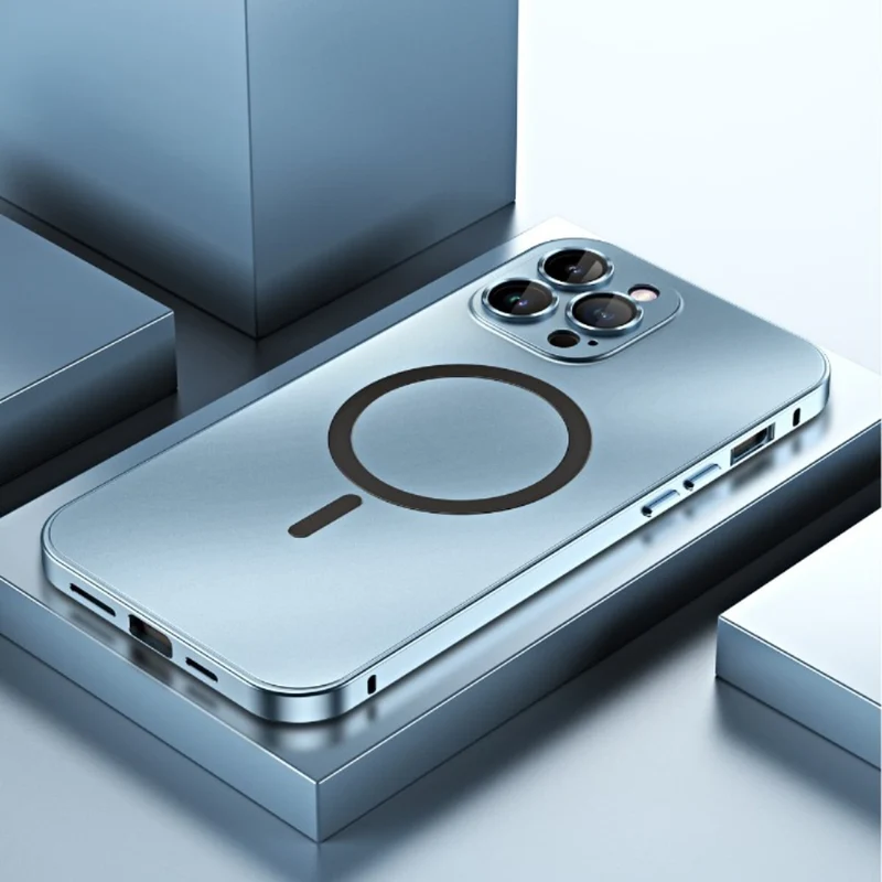 Aluminium Telefoonhoesje Snap-Lock MagSafe Compatibel Camerabescherming Ultradun Schokbestendig iPhone 13-17 | Sansoti