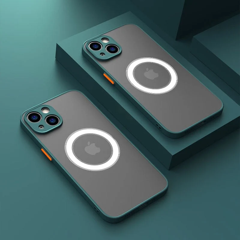 Schokbestendige iPhone Hoes met MagSafe Magnetische Oplaadring Siliconen Beschermcase Stootvast Telefoonhoesje | Sansoti