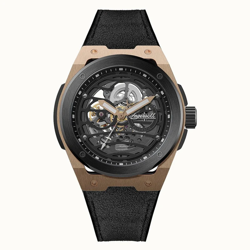 Ingersoll The Springfield I15202 Herrenuhr Schwarz • Automatikwerk • Skelett-Zifferblatt