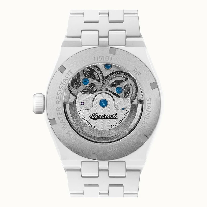 Ingersoll The Broadway I15101 Herrenuhr Weiß • Keramik Automatikuhr • Dual Time