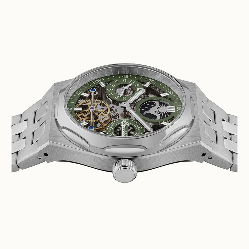 Ingersoll The Broadway I12905 Herrenuhr Silber/Grün • Automatikwerk • Dual Time
