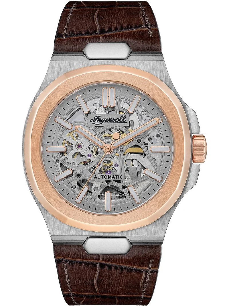 Ingersoll The Catalina I12503 Herrenuhr Silber • Skelett-Automatik • Roségold-Lünette
