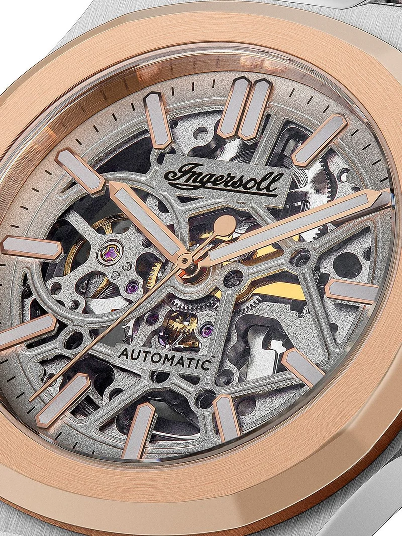 Ingersoll The Catalina I12503 Herrenuhr Silber • Skelett-Automatik • Roségold-Lünette