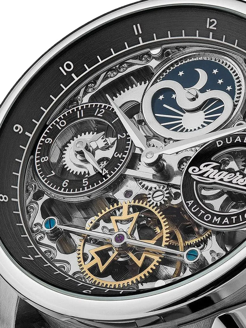 Ingersoll The Jazz I07701 Herren • Skelett-Automatikwerk • Mondphase & Dual-Time