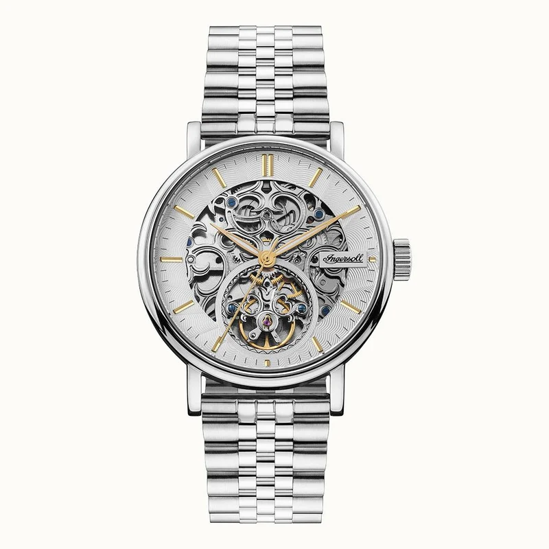 Ingersoll The Charles I05803B Herrenuhr Silber • Automatikwerk • Skelett-Zifferblatt