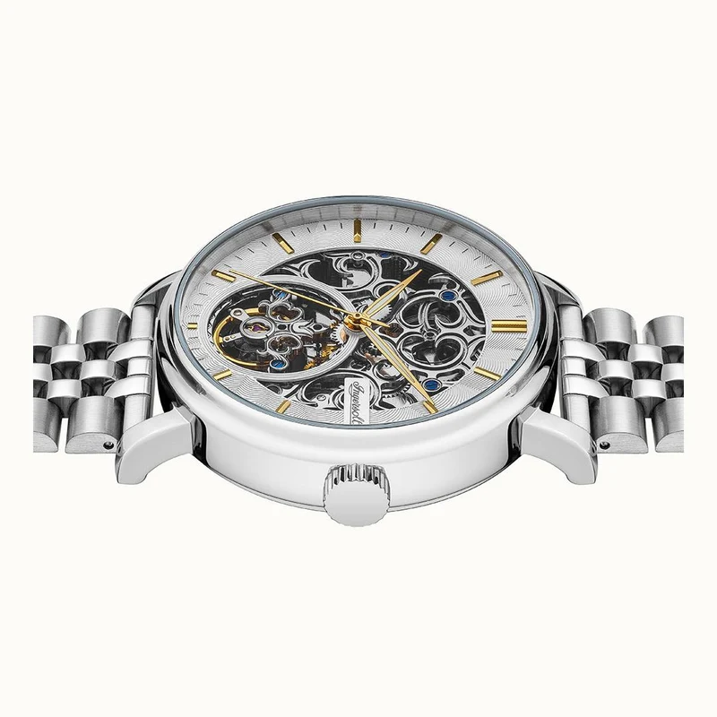 Ingersoll The Charles I05803B Herrenuhr Silber • Automatikwerk • Skelett-Zifferblatt