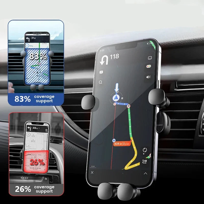Telefoonhouder Auto Ventilatierooster Universeel 5-Punts Klemhouder Zwart Zilver Rood Wit Smartphone | Sansoti