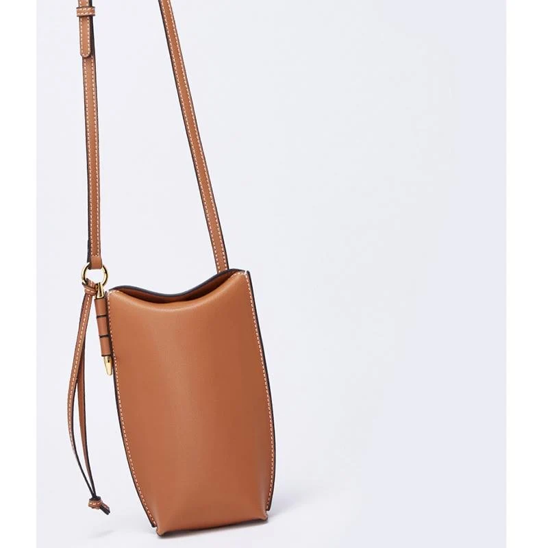Compacte Leren Telefoontas met Schouderband Crossbody Telefoontasje Dames Pasjeshouder Portemonnee Handsfree | Sansoti