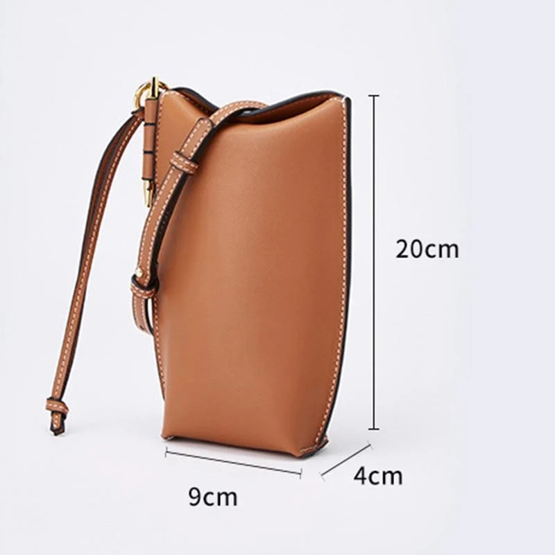 Compacte Leren Telefoontas met Schouderband Crossbody Telefoontasje Dames Pasjeshouder Portemonnee Handsfree | Sansoti