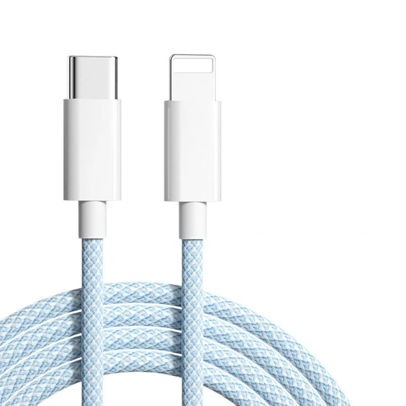 USB-C naar Lightning Oplaadkabel 20W Snelladen Gevlochten Nylon Datakabel iPhone iPad Duurzaam Snoer | Sansoti