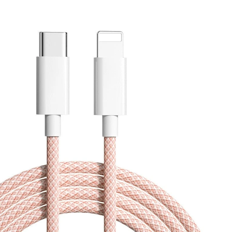 USB-C naar Lightning Oplaadkabel 20W Snelladen Gevlochten Nylon Datakabel iPhone iPad Duurzaam Snoer | Sansoti