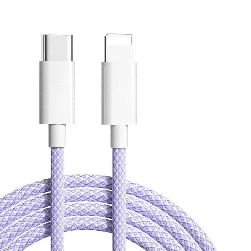 USB-C naar Lightning Oplaadkabel 20W Snelladen Gevlochten Nylon Datakabel iPhone iPad Duurzaam Snoer | Sansoti