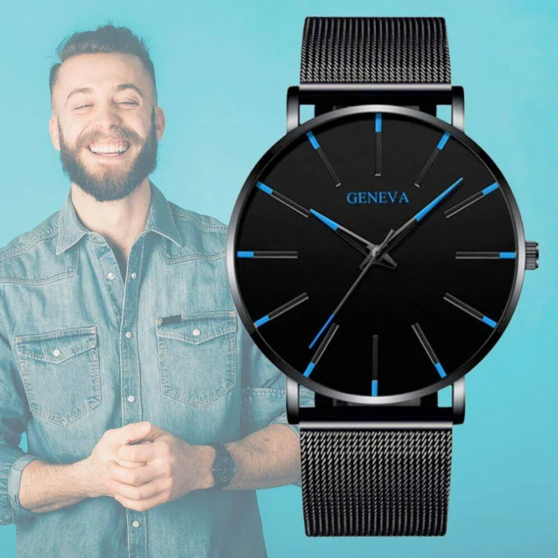 Minimalistische Herenpolshorloge 40mm Edelstaal Leren Band Quartz Waterdicht Stijlvol Slank Design Klassiek | Sansoti