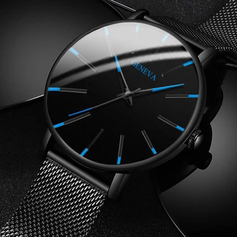 Minimalistische Herenpolshorloge 40mm Edelstaal Leren Band Quartz Waterdicht Stijlvol Slank Design Klassiek | Sansoti