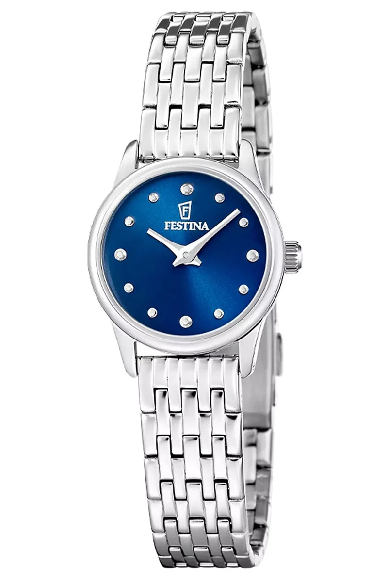 Festina Mademoiselle F20749/4 Damenuhr Silberfarben/Blau • Quarzwerk • Mineralglas