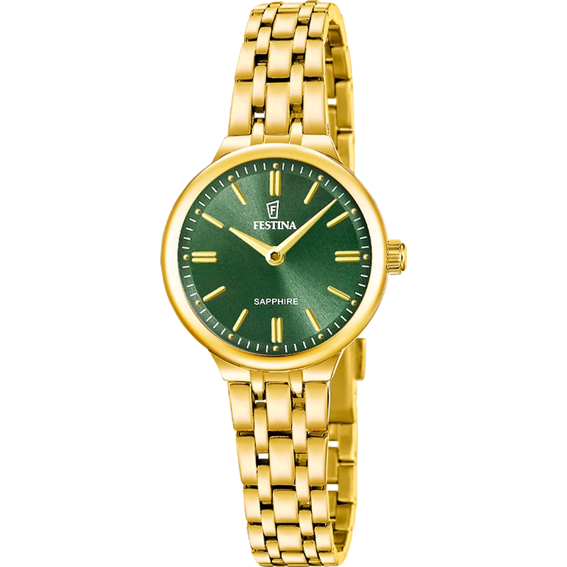 Festina Mademoiselle F20745/3 Damen Armbanduhr Grün • Saphirglas • Edelstahlarmband