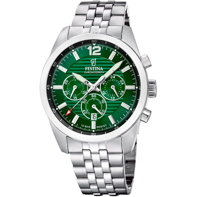 Festina F20742/5 Herren Chronograph Armbanduhr Grün • Miyota Quarzwerk • 10 ATM
