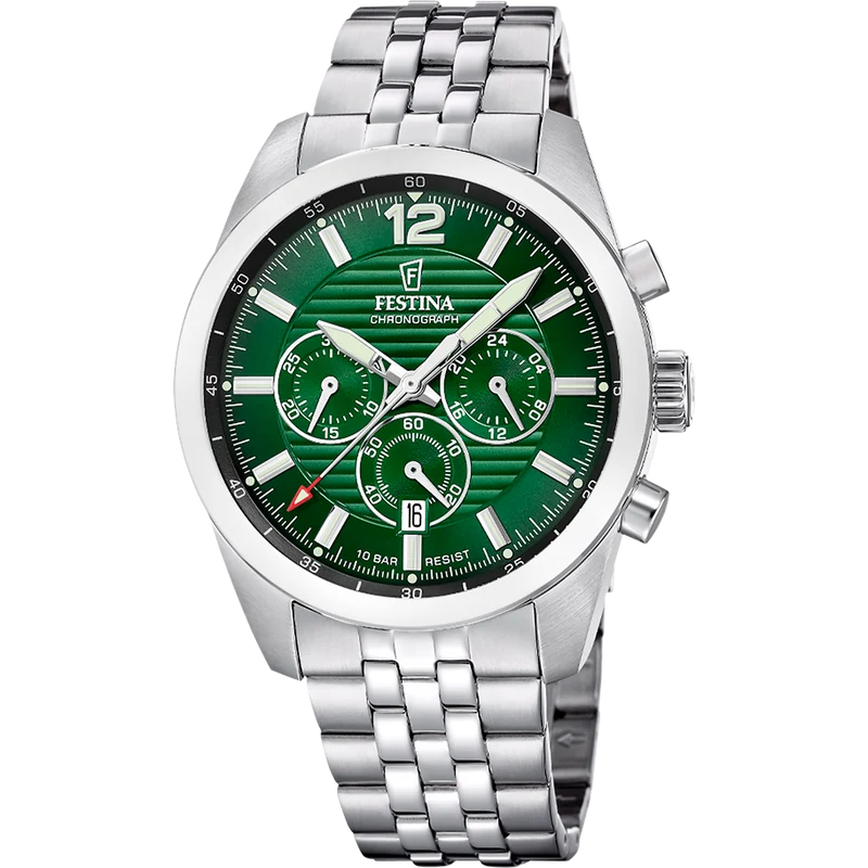 Festina F20742/5 Herren Chronograph Armbanduhr Grün • Miyota Quarzwerk • 10 ATM