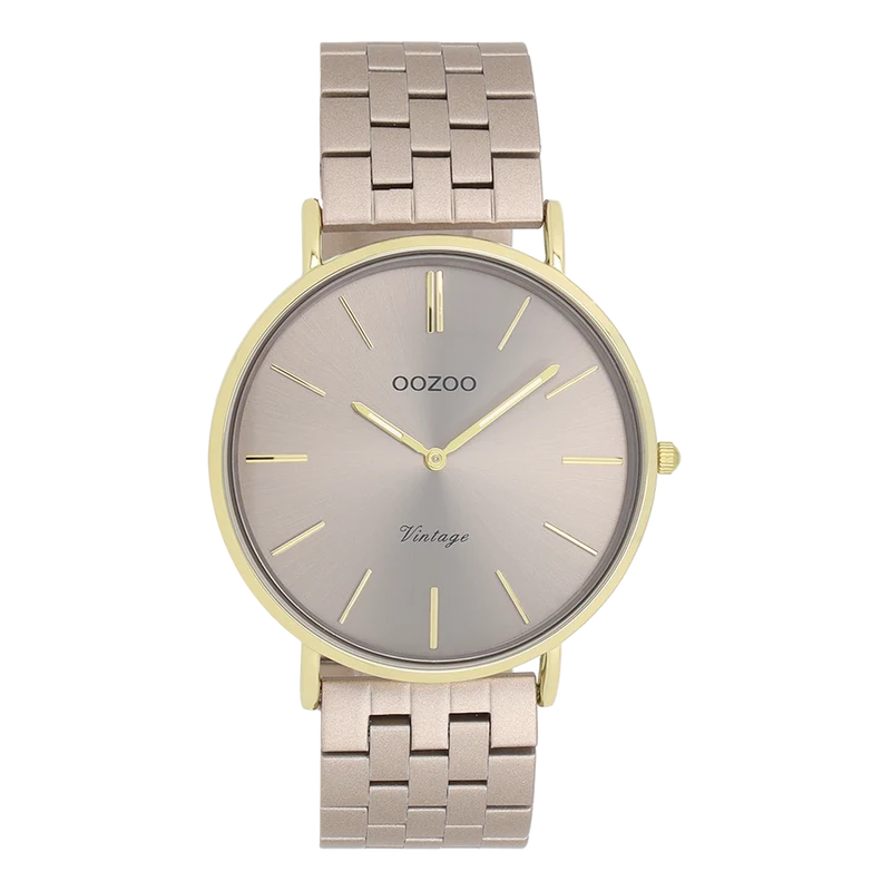 OOZOO Vintage Damenuhr In Gold Und Taupe C20404