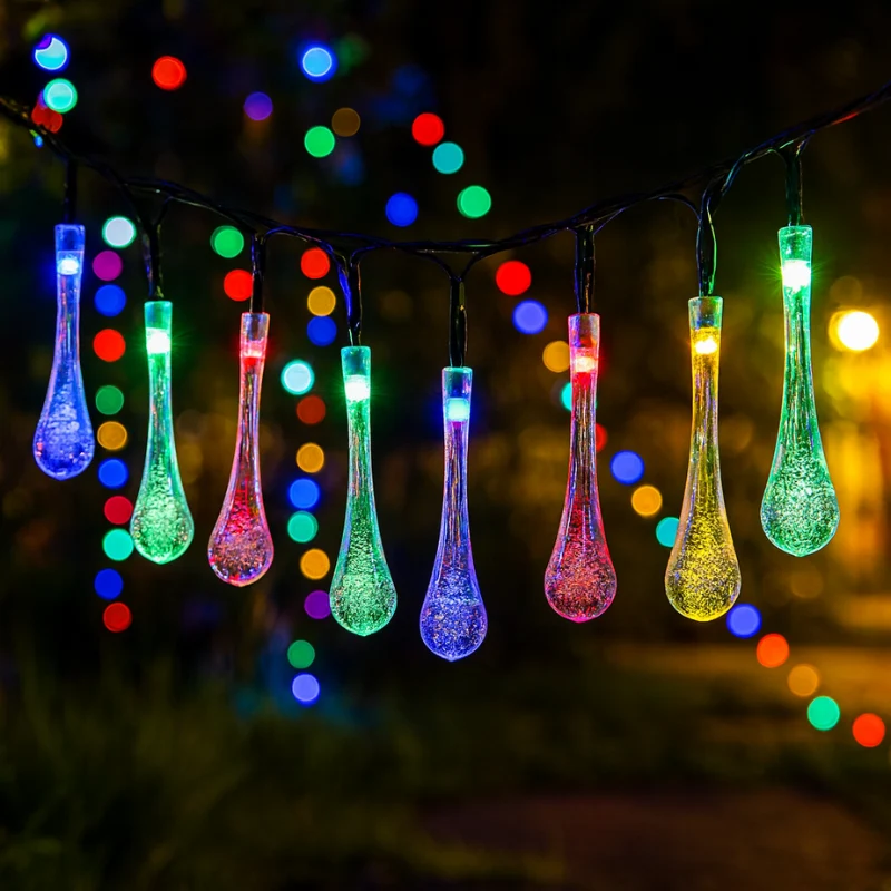 Solar LED Lichtsnoer 30 Lampjes Waterdicht Tuinverlichting 8 Standen Druppelvorm Terras Balkon Decoratie | Sansoti