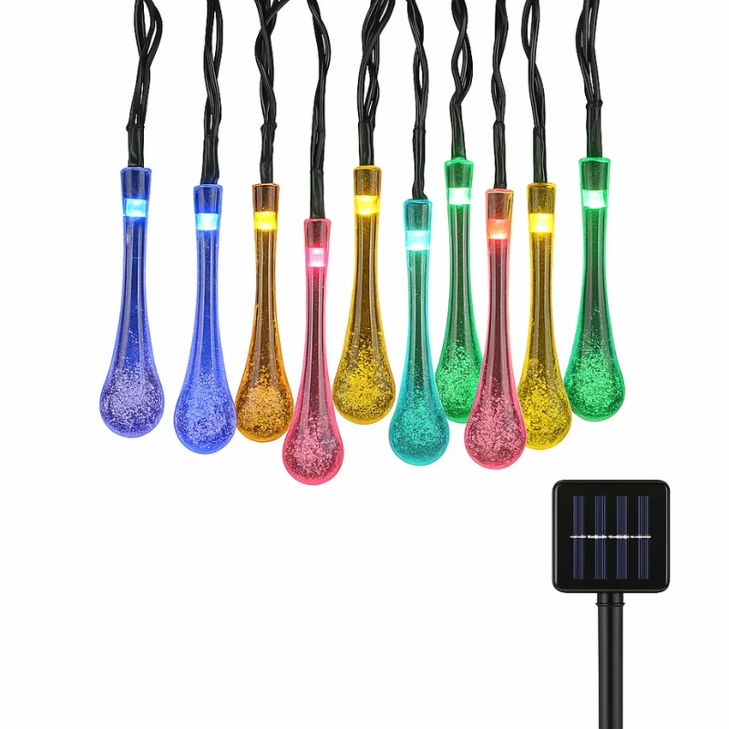 Solar LED Lichtsnoer 30 Lampjes Waterdicht Tuinverlichting 8 Standen Druppelvorm Terras Balkon Decoratie | Sansoti
