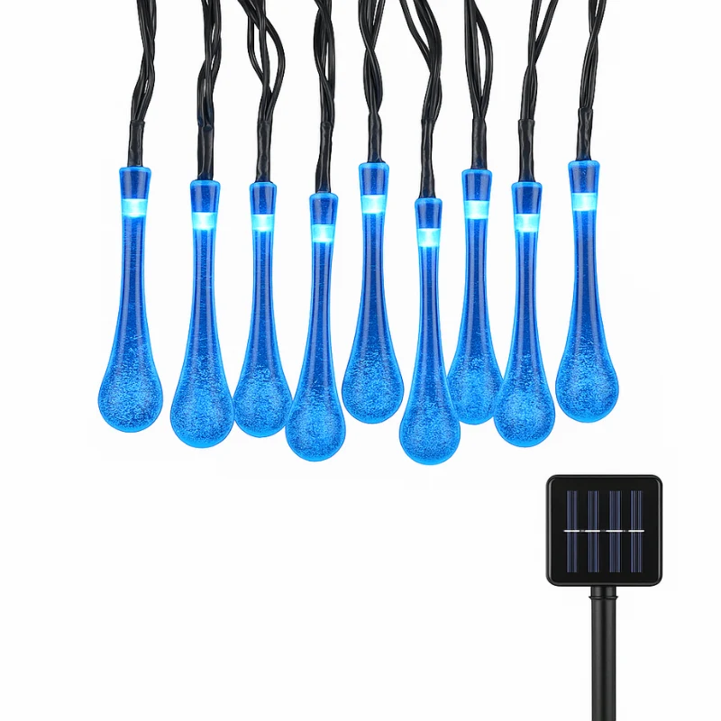 Solar LED Lichtsnoer 30 Lampjes Waterdicht Tuinverlichting 8 Standen Druppelvorm Terras Balkon Decoratie | Sansoti