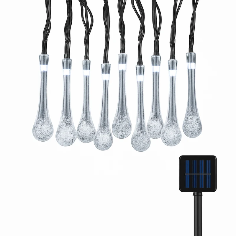 Solar LED Lichtsnoer 30 Lampjes Waterdicht Tuinverlichting 8 Standen Druppelvorm Terras Balkon Decoratie | Sansoti