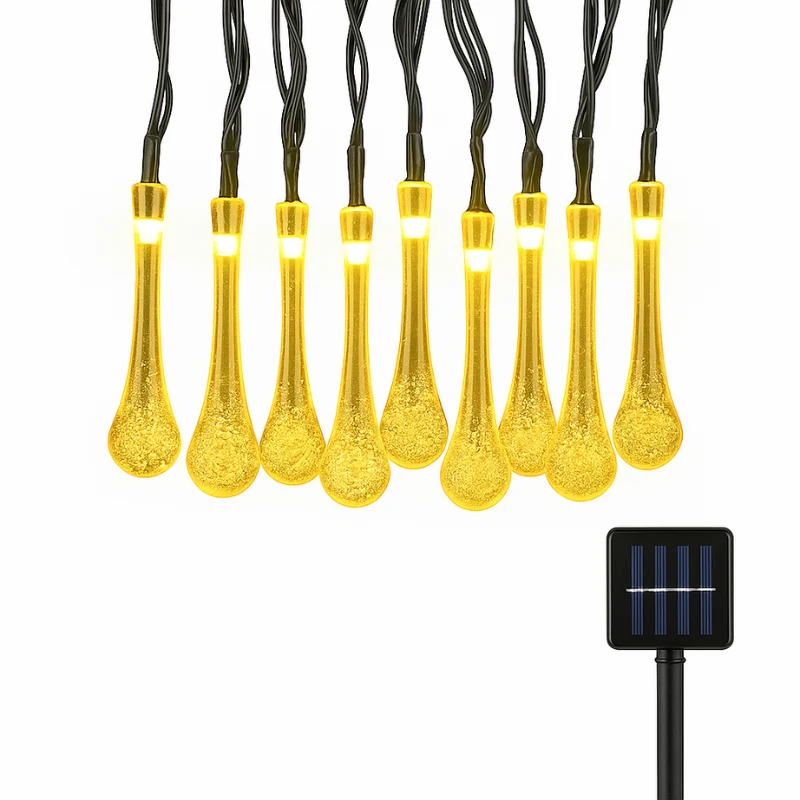 Solar LED Lichtsnoer 30 Lampjes Waterdicht Tuinverlichting 8 Standen Druppelvorm Terras Balkon Decoratie | Sansoti