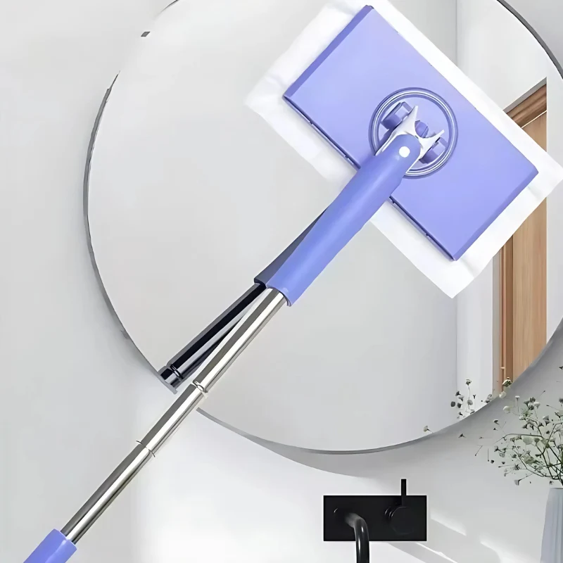 Vlakke Dweil met Kliksysteem voor Doekjes 71-116cm Telescopisch Vloerwisser Zonder Handen Vuil Reinigen | Sansoti