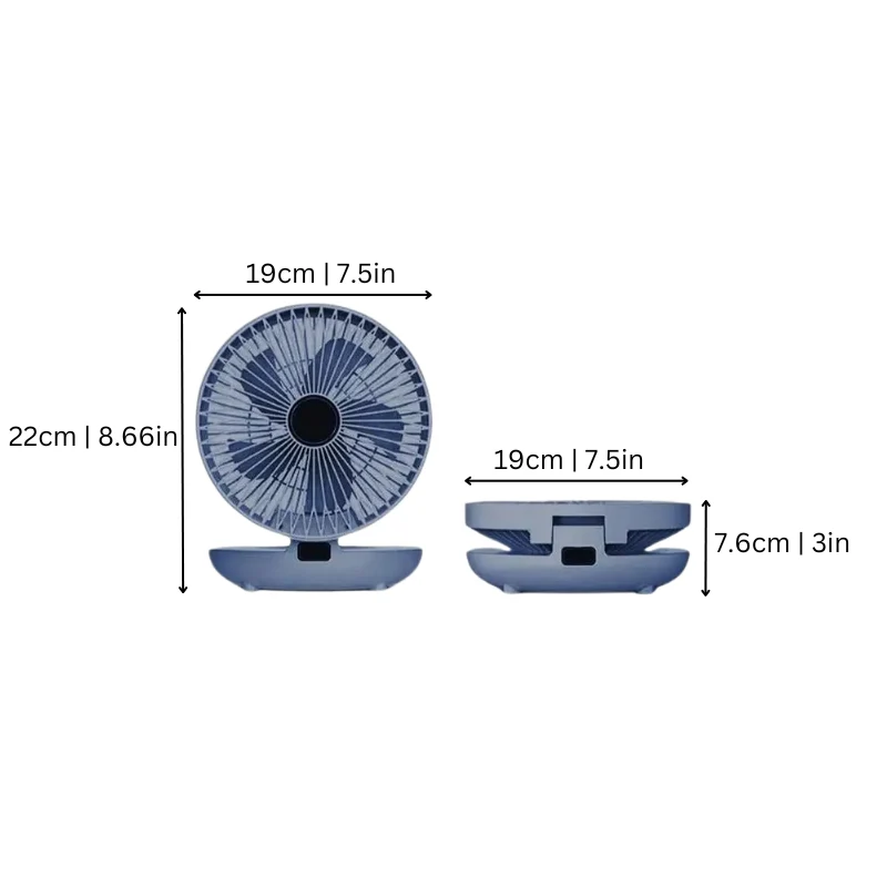 Draagbare Ventilator Verstelbaar 120° Oscillatie USB Oplaadbaar 4 Snelheden Fluisterstil Tafel Wandmontage | Sansoti