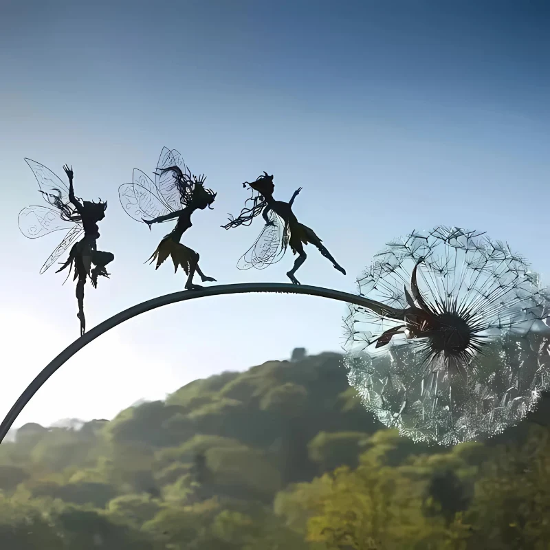 Metalen Feeënfiguur voor Tuin Buitendecoratie Sprookjesbeeld Tuinornament Fantasiebeeld Tuinkunst Elfje | Sansoti