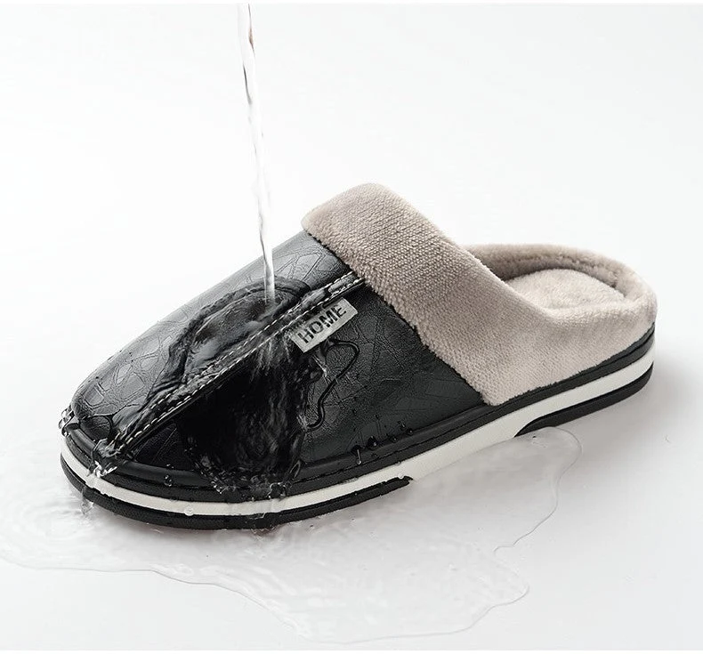 Warme Winterpantoffels Unisex Waterdicht PU Leer Antislip Memory Foam Binnenschoenen Heren Dames Comfort | Sansoti