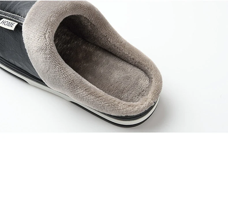 Warme Winterpantoffels Unisex Waterdicht PU Leer Antislip Memory Foam Binnenschoenen Heren Dames Comfort | Sansoti