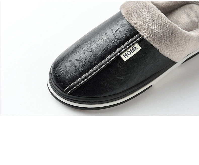 Warme Winterpantoffels Unisex Waterdicht PU Leer Antislip Memory Foam Binnenschoenen Heren Dames Comfort | Sansoti
