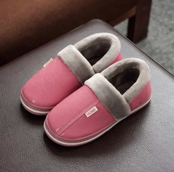 Warme Winterpantoffels Unisex Waterdicht PU Leer Antislip Memory Foam Binnenschoenen Heren Dames Comfort | Sansoti