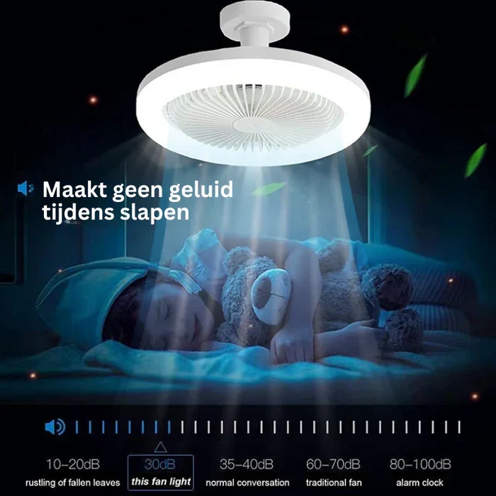 Plafondventilator met LED-verlichting E27 Afstandsbediening Verstelbare Snelheid Energiebesparend Stille Motor | Sansoti