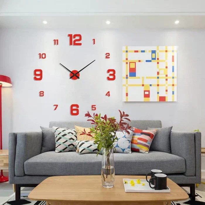 DIY Wandklok met Losse Cijfers 60-130cm Zwart Zilver Goud Fluorescerend Modern Design Woonkamer Interieur | Sansoti
