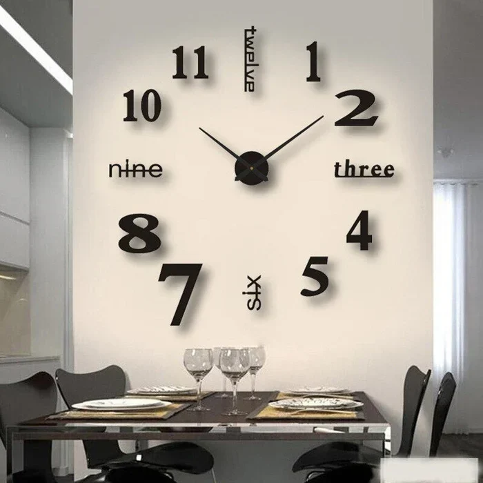 DIY Wandklok met Losse Cijfers 60-130cm Zwart Zilver Goud Fluorescerend Modern Design Woonkamer Interieur | Sansoti